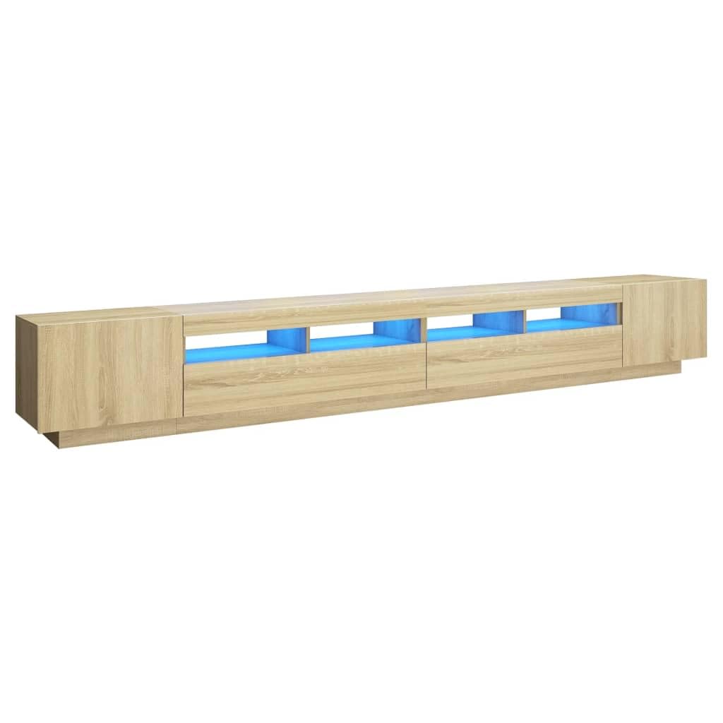 Szafka pod telewizor dąb Sonoma 300 x 35 x 40 cm, wytrzymała szafka pod telewizor z oświetleniem RGB LED, konsola medialna do salonu, nowoczesna, uniwersalna podstawka pod telewizor