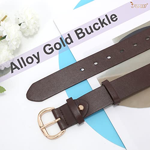 JASGOOD Women Leather Belt for Jeans Pants Gold Buckle Lady Casual Dress Waist Belt3