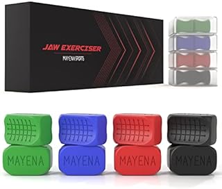 Jawline Exerciser for Men & Women – 4 Resistance Levels (8pcs) Silicone Jaw Exerciser Tablets – Powerful Jaw Trainer & Face Exerciser for All Level Users – Slims & Tones the Face