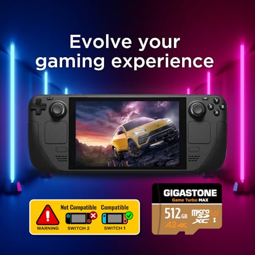 Image of 【for Switch 1 Only】 GIGASTONE 512GB Micro SD Card, 4K Game Turbo MAX, Memory Card for Gaming Console, Action Camera, UHD Video, up to 180 /150 MB /s, UHS-I U3 A2 4K C10【5-Years Data Recovery】