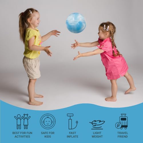 Image of GENIE'S Toy Bus 9-Inch Marble Play Ball | Interactive | for Pool, Beach & Garden | Perfect for Outdoor & Indoor Play | PVC Ball for Kids & Adults I Pack of 2 (Multicolor)