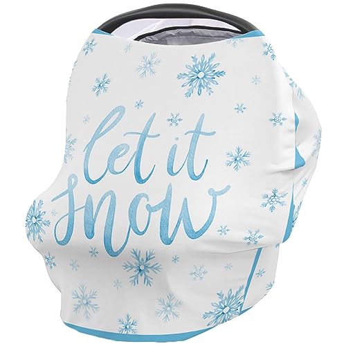Nursing Cover for Breastfeeding Scarf, Blue Snowflakes Winter Baby Car Covers Super Soft Multi Use for Canopy Shopping Cart Cover Blanket Stroller Cover