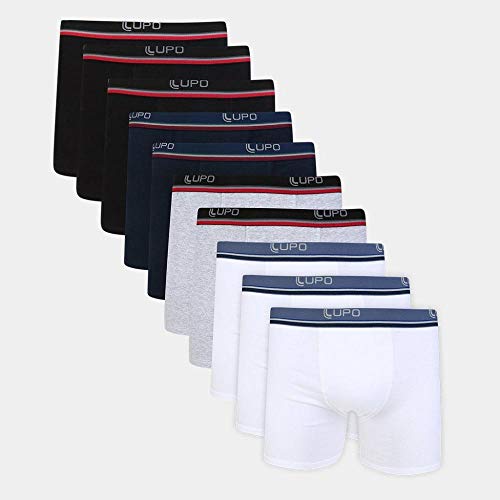 Cueca Lupo Boxer - Algodão com Elastano - Kit com 10 Unidades (Adulto) Tamanho: Gg | Cor: Sortida