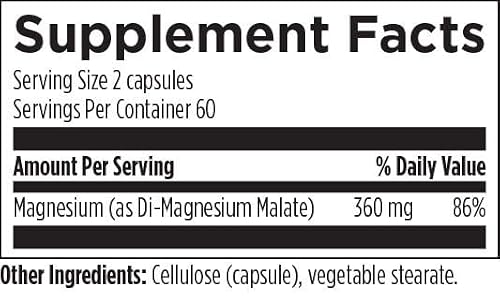 Designs For Health Magnesium Malate - Chelated Magnesium As Di Magnesium Malate - Highly Bioavailable Form To Support Energy, Bone Health + Muscle Recovery (120 Magnesium Malate Capsules) #TOP3