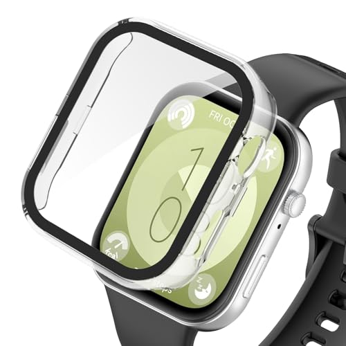 Image of For Huawei Watch Fit 3 Protective Case, Lightweight PC + Tempered Glass Cover, 9H Hardness, Easy Installation, All-in-One Protection, Anti-Scratch, Shockproof, HD High Transmittance
