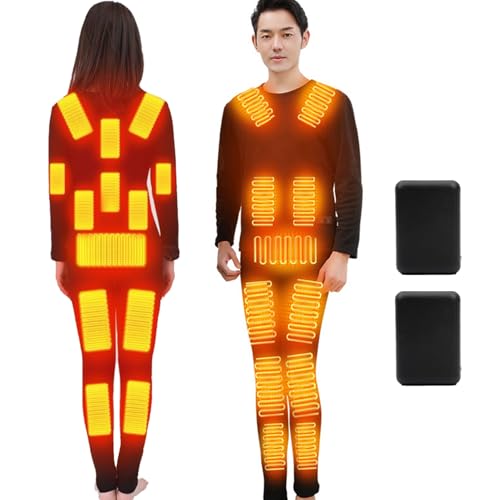 Femxizor Conjunto De Ropa Interior Térmica Térmica Eléctrica De 24 Zonas Al Aire Libre USB Inteligente De 5 Niveles De Temperatura Calefactora Conjunto De Pantalones,M,Black