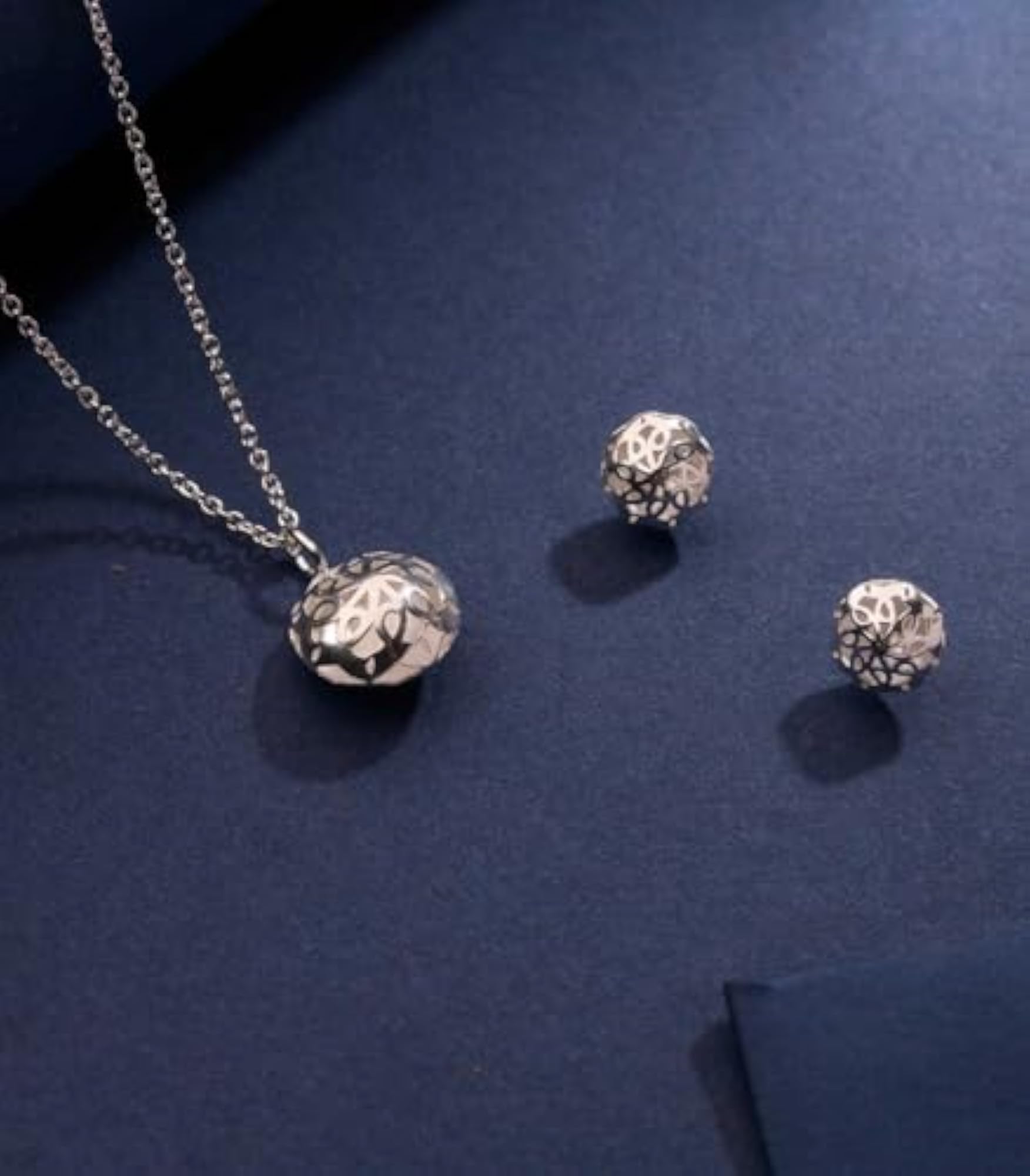 925 Sterling Silver Mandala Necklace Set with Earrings, Gift for Rakhi