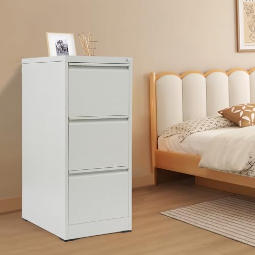 Archivador de metal con cerradura con llaves para uso doméstico en la oficina, color gris y blanco, espacioso, 46 x 62 x 103,1 cm, ideal para archivadores