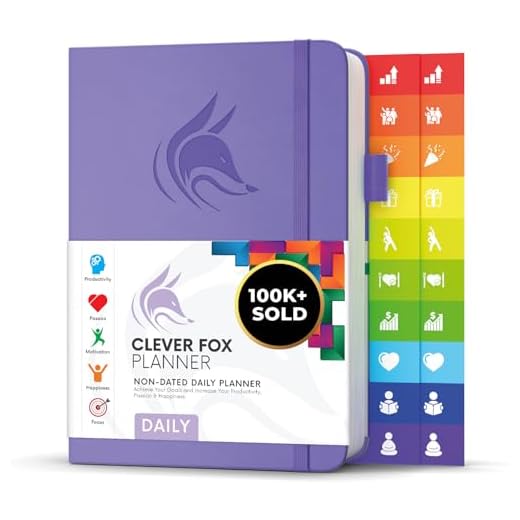 Clever Fox Planificador Diario - Mejor Agenda y Calendario Para Fomentar la Productividad y la Felicidad, y Lograr Tus Metas - Organizador Personal - A5, Sin Fechas - Lavanda
