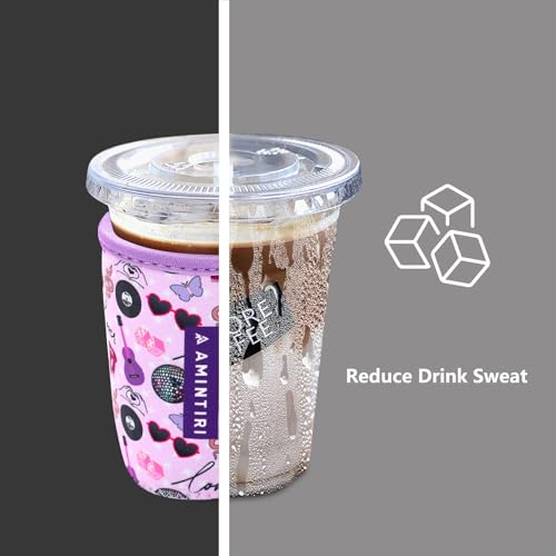 Image of 3 Pack Reusable Sleeve for Iced Coffee Cup, Coffee Neoprene Sleeve for Iced&Hot Drinks, Coffee Sleeve Compatible with Starbucks, Dunkin Coffee Cup. (On Tour Purple)