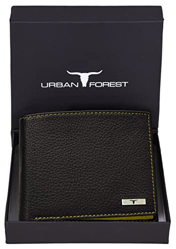 Kyle Leather Wallet for Men, Black/Yellow, Classic2