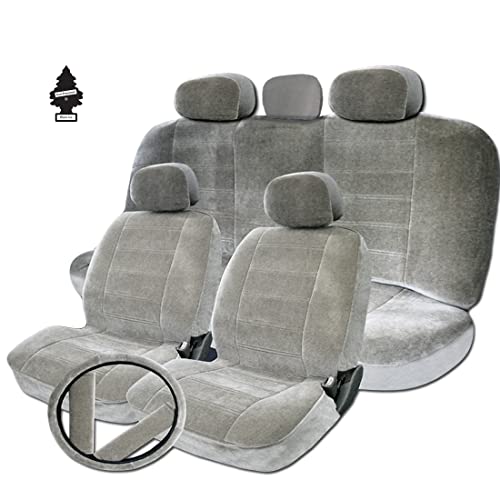 Yupbizauto New Premium Grade Velour Fabric Car Truck Seat Covers Set In Grey Support Split Bench Seat #TOP14