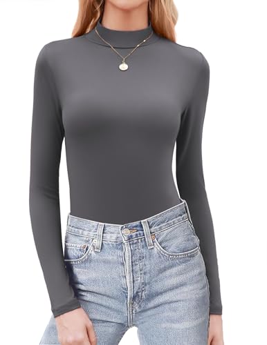 T-shirt manches longues femme col montant pour affiner la silhouette L
