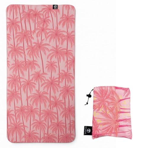 ROAM UPF Pool/Beach Towel, Sunscreen Towel, UV Protection, UPF 50+, Sand Free, Absorbent, & Quick Drying for Swimming, Beaches, Camping, & Travel (28.5" x 58.5", Pink Palms)