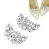 Ruihfas 2 PCS Elegant Shoe Clips for Women Dress Shoes, Detachable Rhinestone Shoes Jewelry Decoration Crystal Sparkling Heels Shoe Buckle Accessories for Bridal Wedding Party