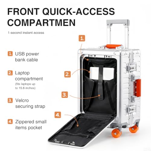 ASYSUIT 20'' Aluminum Zipperless Carry on Luggage with Laptop Compartment by ASYSUIT - Used condition - Image 2