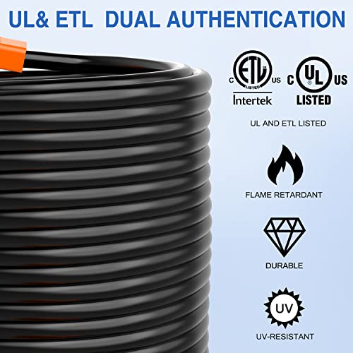 Image of Nilight 50 Amp 100FT RV EV Extension Cord 250V Heavy Duty 6 /3+8 /1 Gauge Pure Copper STW Wire UL ETL Listed 4 Prong Nema14-50P 14-50R 50F /50M Cable Suit for RVs EVs Trailer Campers