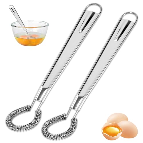 2 PCS Fouet Cuisine Acier Inoxydable, Mini Fouet Cuisine Fouet à Spirale, Ensemble de 2 Fouets de Cuisine en Acier Inoxydable - Outil de Cuisine Polyvalent pour...
