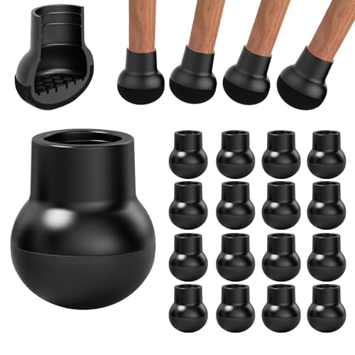 COEWUR Silicone Chair Leg Floor Protectors,16Pcs Small Black Chair Leg Covers Caps for Hardwood Floors with Wrapped Felt, Furniture Feet Protectors Pads,Noise Reduction,Scratch Prevention(Fit 0.75-1")