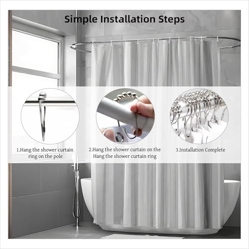 Rideau douche gris 180x180 géométrique en polyester lesté avec 12 crochets