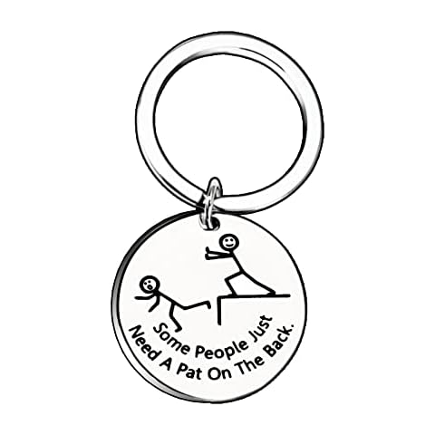 FEimaX Funny Keyring Gift Unique Couple Keychain Gifts for Best Friends Boyfriend Girlfriend Friendship Key Ring for Valentine's Day Birthday Christmas (Some People Just Need a Pat on the Back) Cover