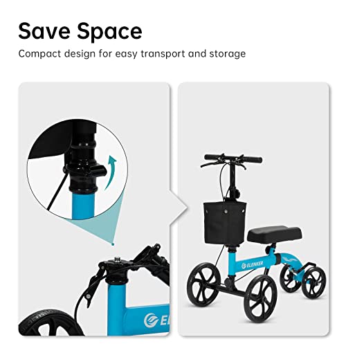 Elenker Best Value Knee Walker With 10" Front Wheels Steerable Medical Scooter Crutch Alternative With Dual Braking System Sky Blue #TOP4