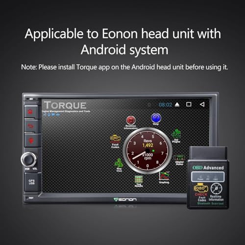 Eonon V0056 OBD2 OBDII, Diagnostic Scanner, Bluetooth Scan Tool Adapter Only for Eonon Android Car Stereo - Thumbnail 4