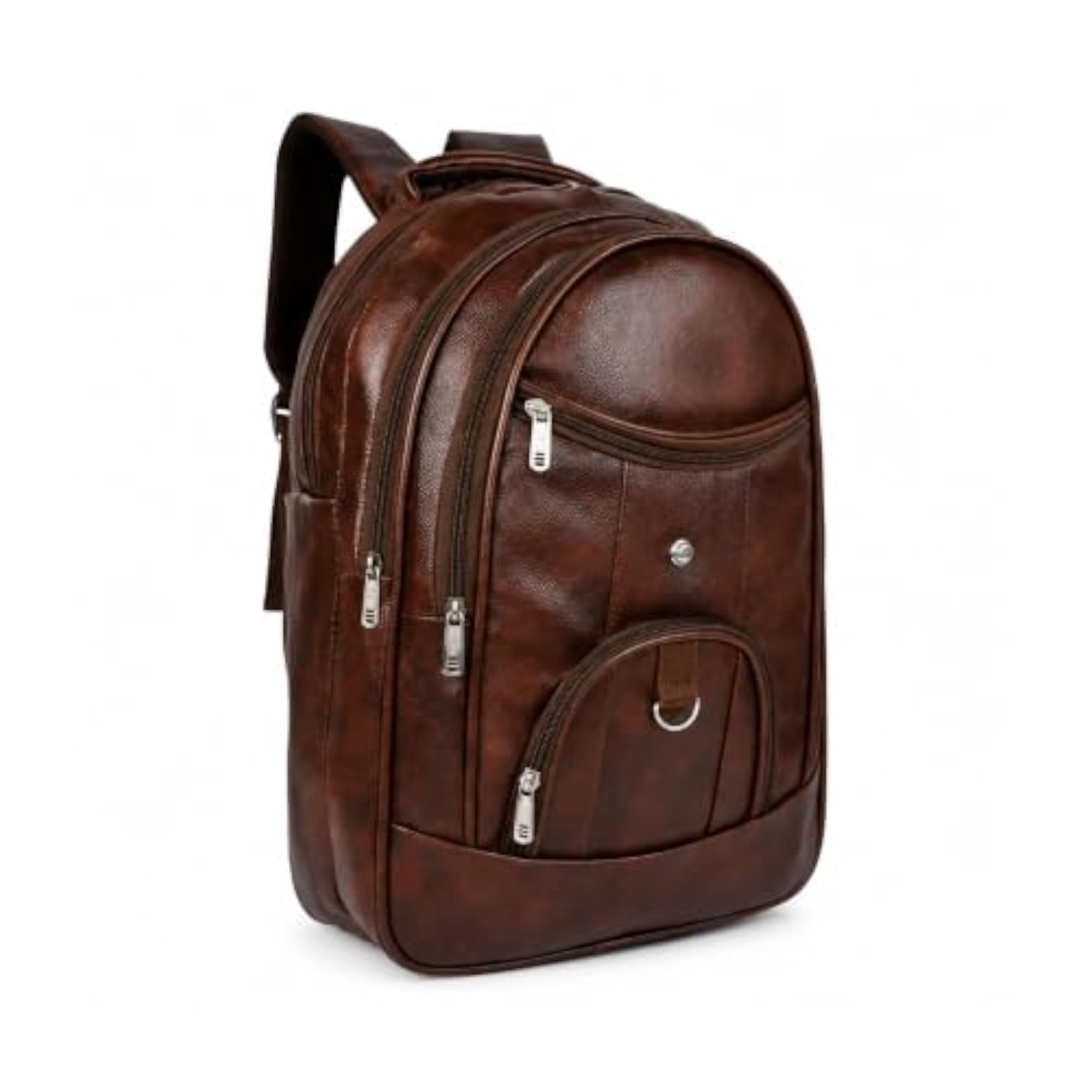 Brown Multicompartment Laptop Backpack for Men