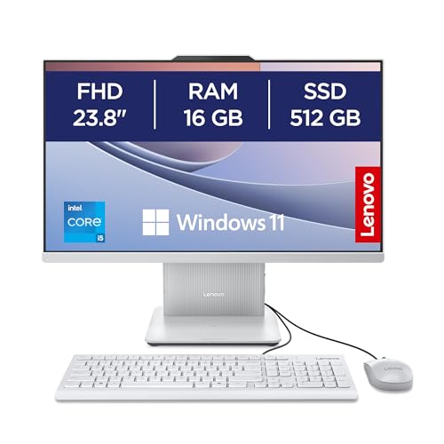 Lenovo IdeaCentre Computer desktop All-In-One, Display 24' FHD, Intel Core i5-13420H, 512GB SSD, RAM 16GB, Base ricarica smartphone wireless, Speakers, WiFi 6, Windows 11 H, Tastiera + Mouse Wireless
