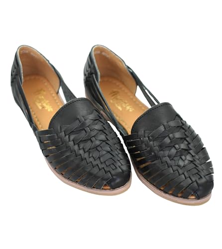 Image of Macarena Collection Leather Sandals for Women | Handmade Mexican Huarache | Woven Slip-On Shoes with Cushioned Insole | Artisan Crafted Genuine Leather