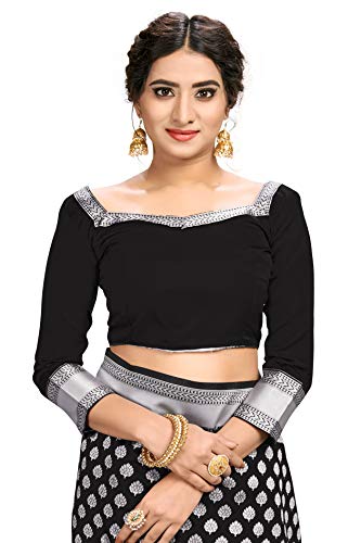 Image of Glory Sarees Women's Jacquard Silk Saree With Blouse Piece (jacquard115black)