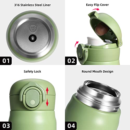 Olerd 17Oz Insulated Water Bottle, Stainless Steel Sport Double Walled Coffee Thermoses, 500Ml Travel Vacuum Thermosflask For Hot & Cold Drinks(Green) #TOP1