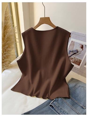 Floerns Women's Plus Size V Neck Sweater Vest Sleeveless Button Up Knitted Pullover2