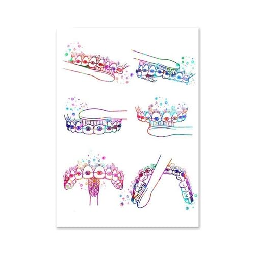 Pósteres abstractos de medicina Dental, pintura de arte de pared, impresiones de dientes, regalo de dentista, lienzo impreso, cuadros de pared modernos, decoración de clínica(2,50x70cm No Frame)