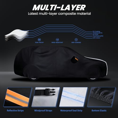 Image of Multi-Layer Car Cover Custom Fit for Lexus NX /NX250 /NX300 /NX350(2014-2026), 100% Waterproof All Weather for Automobiles, Gift with Towel, Heavy Duty Car Covers for Rain Sun UV Protection with Zipper.