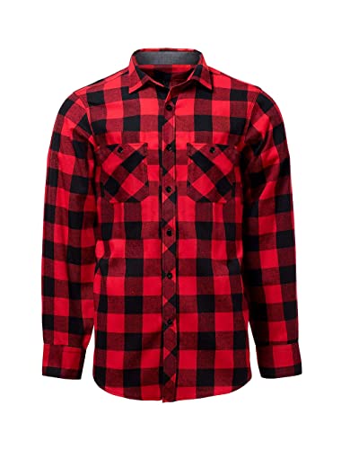 HeyUU Hemd Herren Kariert Freizeithemd Langarm Hemden Oktoberfest Trachtenhemd Regular Fit Karohemd Bügelleicht Rot&Schwarz XL Cover