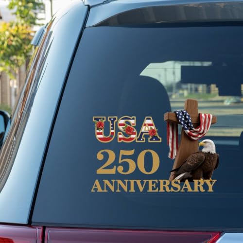 Image of 2pcs 250th Anniversary USA Car Decal Sticker 1776-2026 Patriotic | 1776-2026 American Independence Commemorative Decals USA Patriotic 4th of July Vinyl Bumper Stickers for Car Truck 10 inch