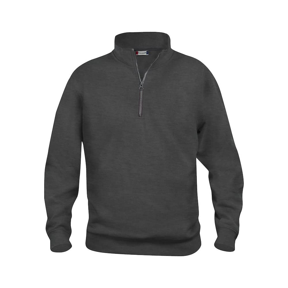 CliQue Unisex Basic Half Zip Sweatshirt Anthracite Melange 3XL 280gsm Twill Anti-Pilling