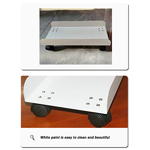 Soporte para CPU de torre, soporte rodante de acero, carrito móvil con ruedas con bloqueo, apto para la mayoría de gabinetes de computadora bajo escritorio, negro/blanco, 400 x 215 x 58 mm miniatura 6