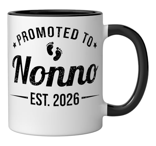 Taza Cerámica Promoted To Nonno EST. 2026 Negra y Blanca miniatura 2