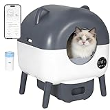 Self Cleaning Litter Box, Large Capacity Automatic Cat Litter Box Self Cleaning for Cats, Electric Cat Litters Box, App Control, Triple Safety Protection, 1 Roll Garbage Bags, for MultiCat Households