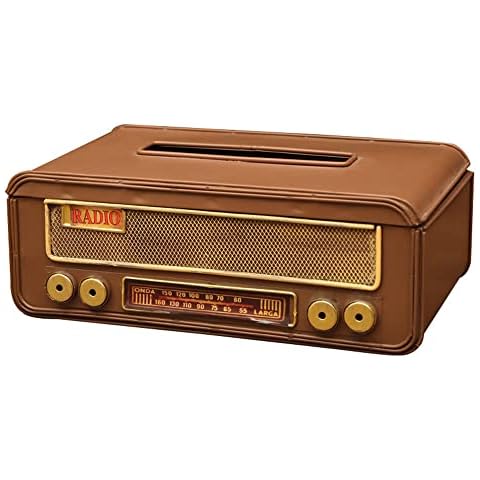 QTMY Decorative Tissue Box Holder,Retro Radio Square Tissue Dispenser Tissue Cover Cover