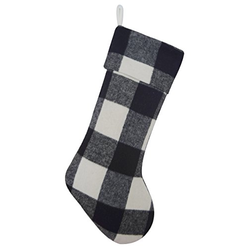 Gireshome Buffalo Check Black and White Plaid Body, Same Plaid Cuff Christmas Stocking Xmas Tree Decor 10