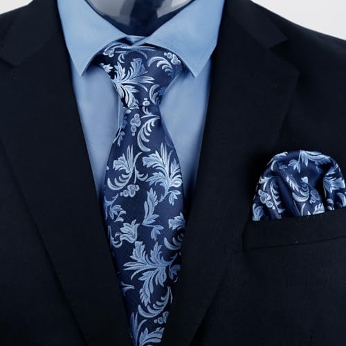 Image of Alizeal Mens 3 Pcs Long Sleeve Shirts Set | Pocket Square Necktie Perfect for Weddings Business Daily Wear