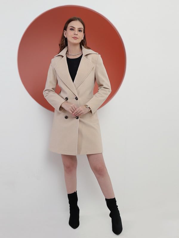 Image of PLAGG Women's Notched Lapel Long Overcoat