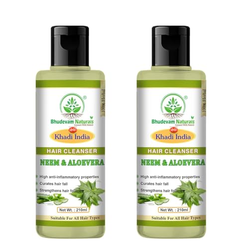 Image of Bhudevam Natural Khadi Neem & Aloe Vera Hair Shampoo Strengthening, Soothing, & Moisturizing | Suitable for All Hair (2)