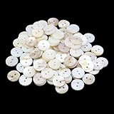 Semetall White Mother of Pearl Button Set - 100pcs Natural Shell Buttons for DIY Sewing Crafts, Clothes (15mm, 2 Holes)
