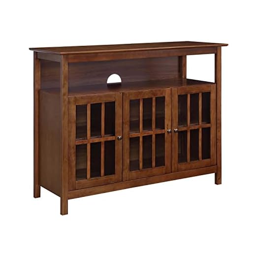 Convenience Concepts Big Sur Deluxe TV Stand with Storage Cabinets and Shelf for TVs up to 55 Inches, Dark Walnut