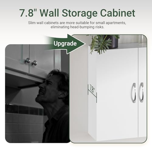 Armario de almacenamiento multifuncional para montaje en pared SoBuy, tamaño para pared, blanco | Armario de medicamentos para sobre inodoro con estante, almacenamiento multiusos para baño, cocina y lavandería miniatura 4
