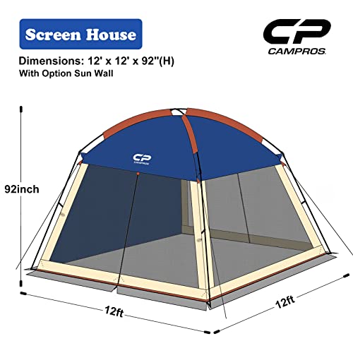 CAMPROS-CP-Screen-House-Room-with-1-Pc-Removal-WindSun-Panel-Canopy-Tent-Camping-Tent-Screen-Shelter-Gazebos-for-Patios-Outdoor-Camping-Activities-12X12X92inH-Blue